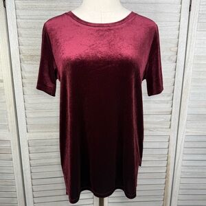OLD NAVY Short Sleeve Stretchy Velvet Tee Wine-Small
